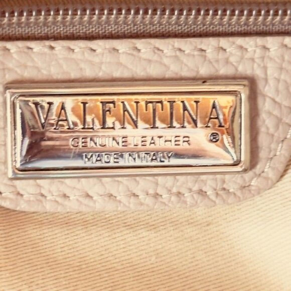 VALENTINA Women's Genuine Leather Tote Bag Beige Tan Interior Pockets Italian - Picture 12 of 14
